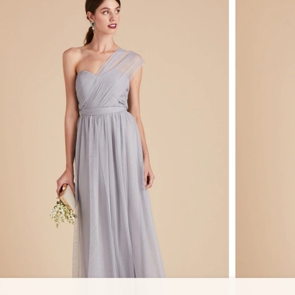 BIRDY Grey Christina Convertible Tullie Silver Maxi Prom Dress Women's Size XS - Picture 1 of 14
